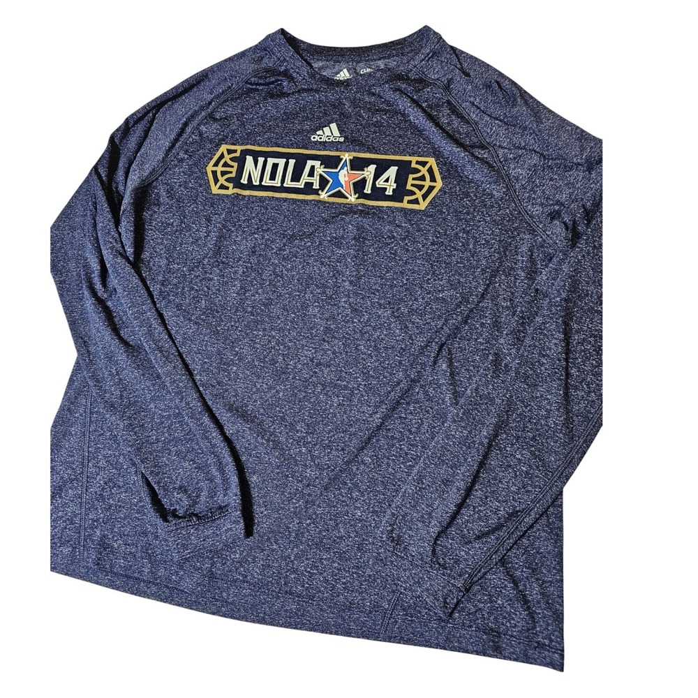 Adidas Mens NBA All Star Game NOLA 14 Climalite Long Sleeve Shirt Navy Blue L